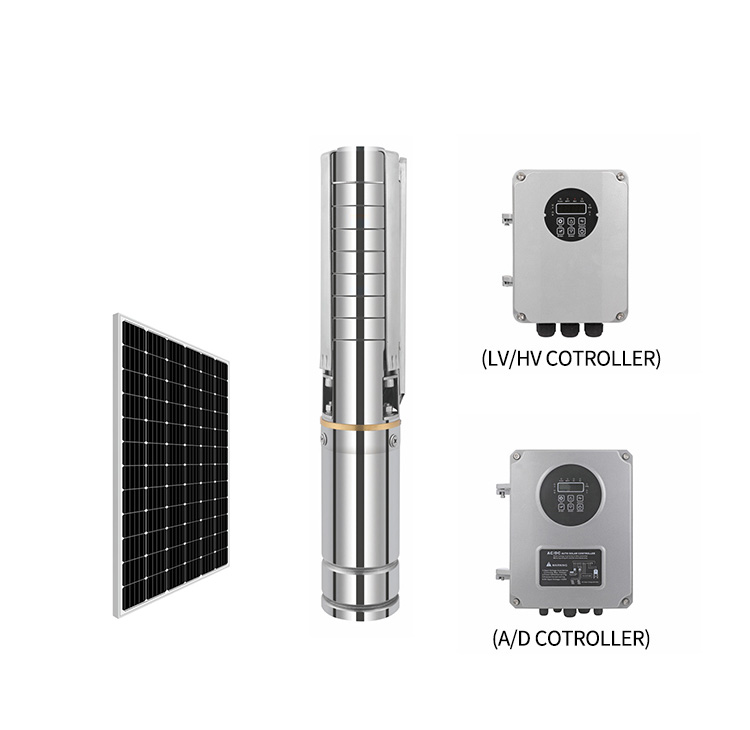 Pompe solaire ACDC en acier inoxydable de 3 pouces - solution de puits profonds hybrides à haute performance